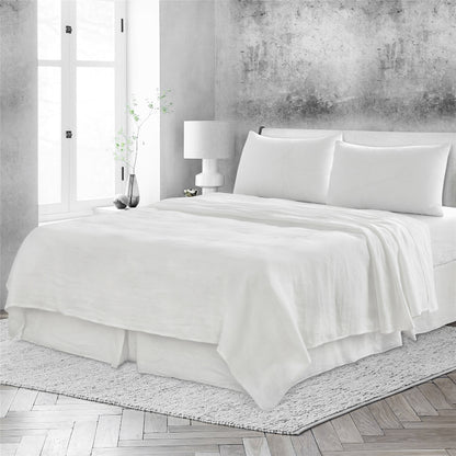 Four Piece Light Pink Linen Sheet Set