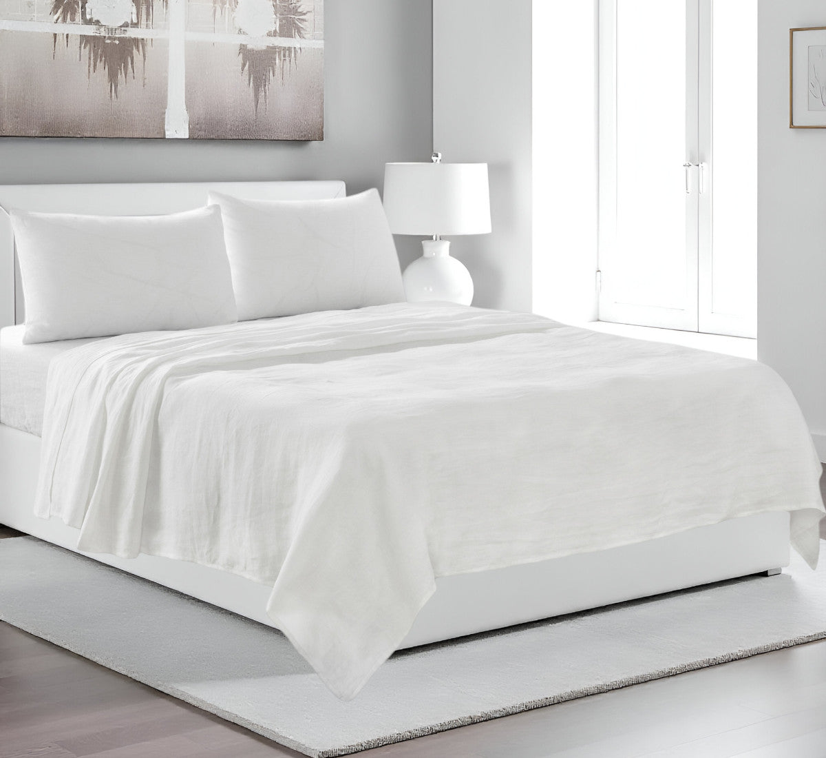 Four Piece Light Pink Linen Sheet Set