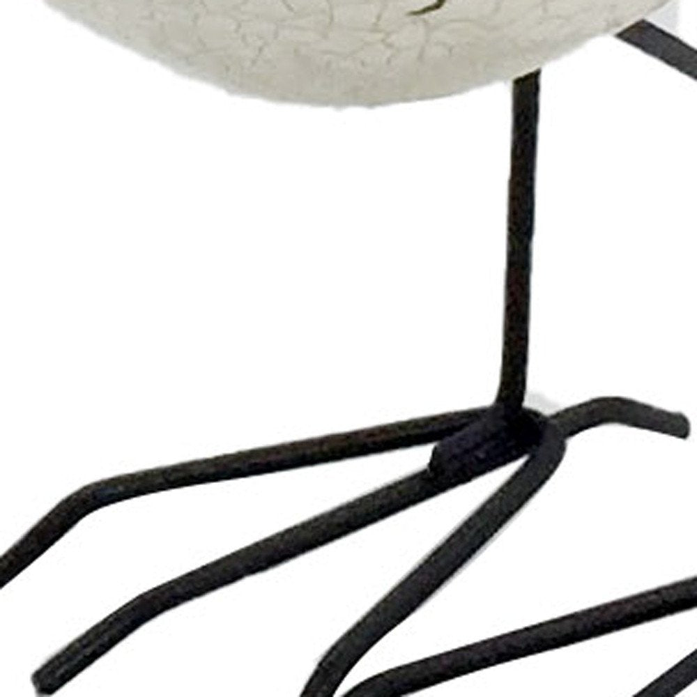 Set of Three Black and White Fabric Bird Statue Tabletop Sculpture