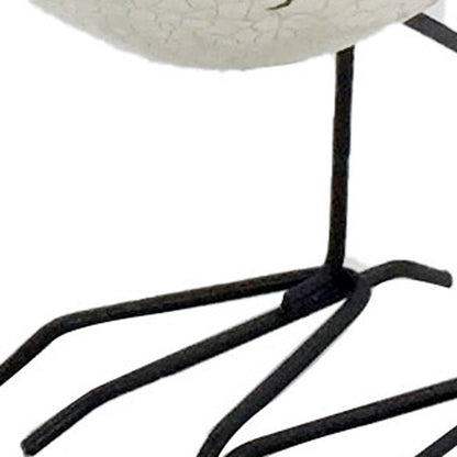 Set of Three Black and White Fabric Bird Statue Tabletop Sculpture