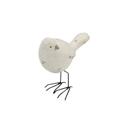 Set of Three Black and White Fabric Bird Statue Tabletop Sculpture