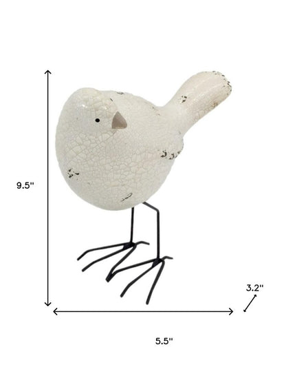 Set of Three Black and White Fabric Bird Statue Tabletop Sculpture