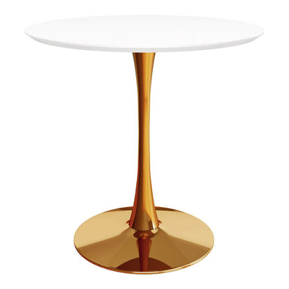 36" White And Gold Metal Dining Table