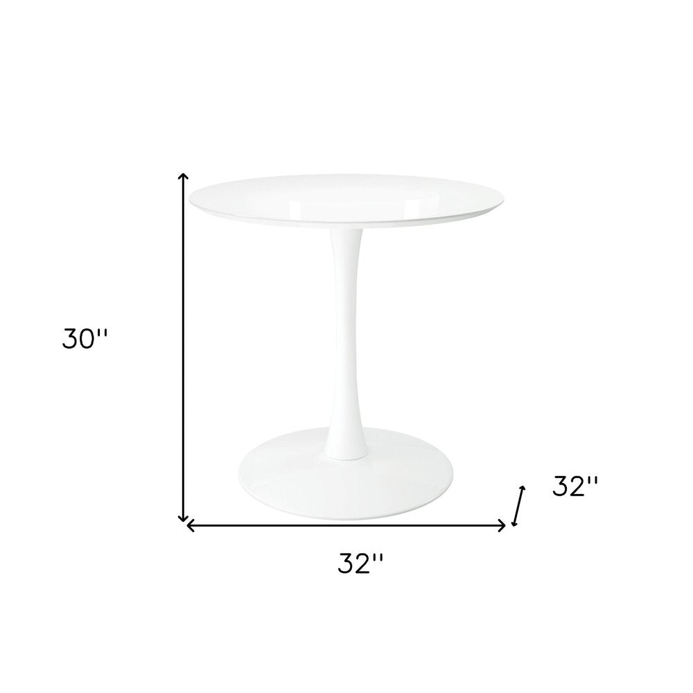 32" White Metal Dining Table