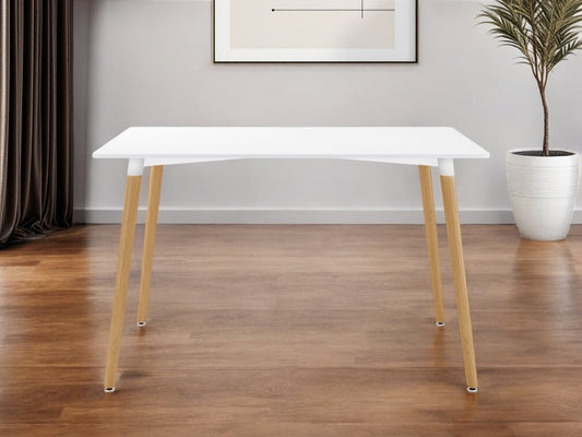 30" White And Natural Solid Wood Dining Table