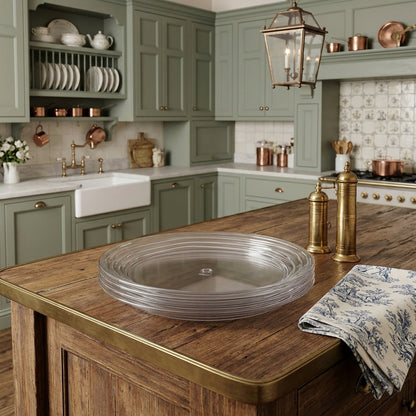 Clear Four Piece Round Swirl Acrylic Service For Four Dinner Plate Set