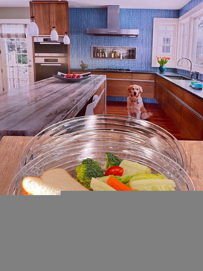 Clear Four Piece Round Swirl Acrylic Service For Four Dinner Plate Set