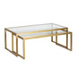 Set of Two Gold Glass And Steel Sled Nested Coffee Tables
