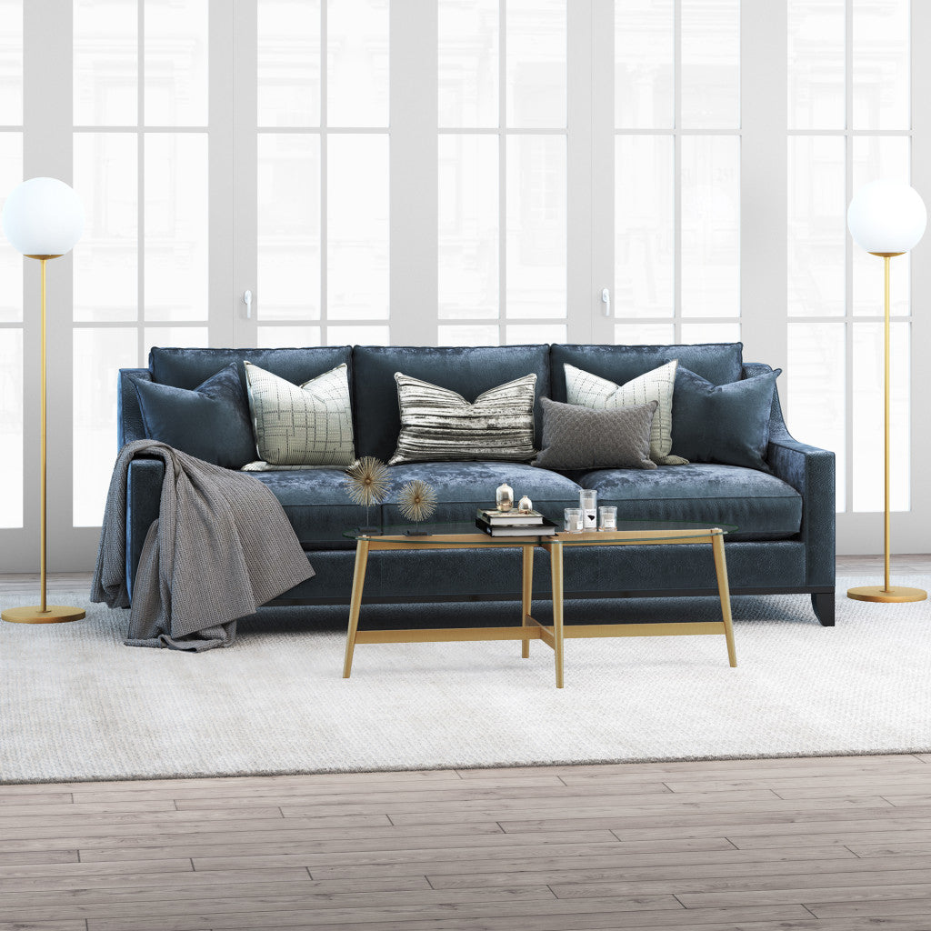 50" Clear And Gold Glass And Steel Oval Coffee Table