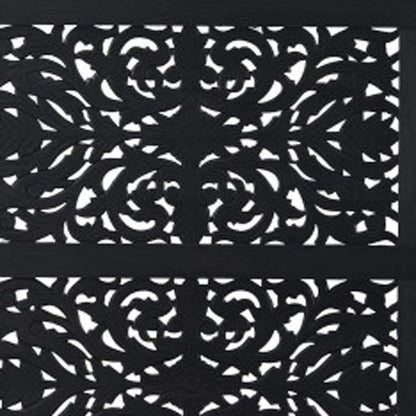 Carved Solid Wood King Black Bed