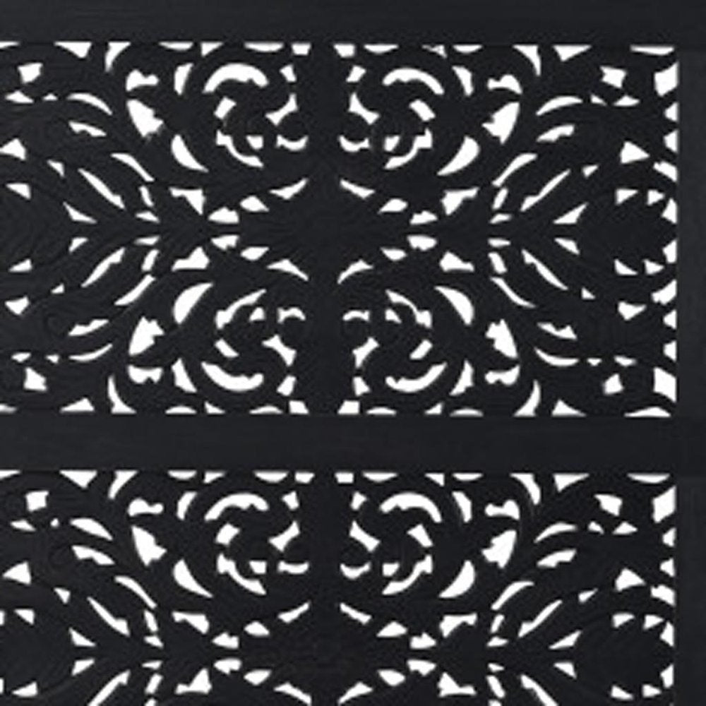 Carved Solid Wood King Black Bed