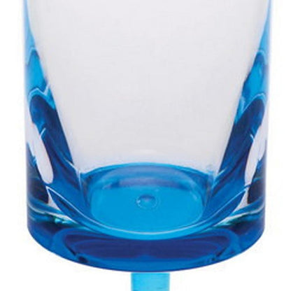 Set of Four Clear and Blue Acrylic Stemmed Flutes