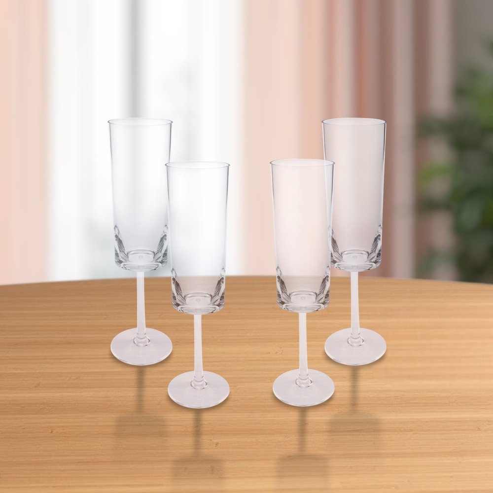 Set of Four Rainbow Geometric Acrylic Stemmed Flutes