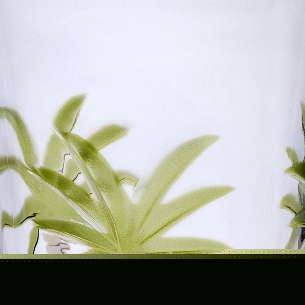 Set of Four Clear and Green Palm Tree Acrylic Highball Glasses