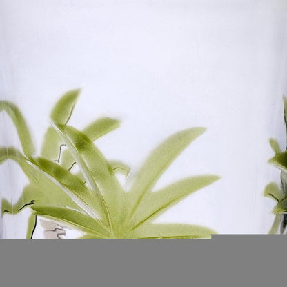 Set of Four Clear and Green Palm Tree Acrylic Highball Glasses