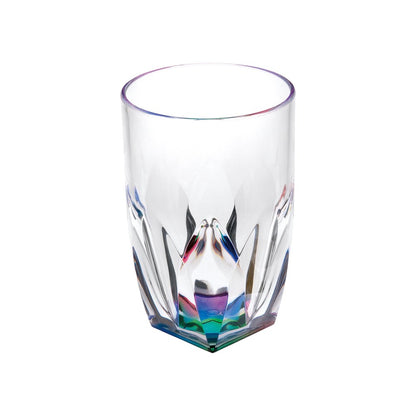 Set of Four Clear and Rainbow Geometric Acrylic Highball Glasses