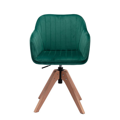 Tufted Green and Natural Upholstered Velvet Dining Arm Chair