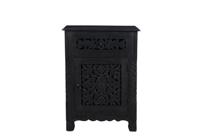 30" Black Solid Wood Distressed One Drawer Nightstand