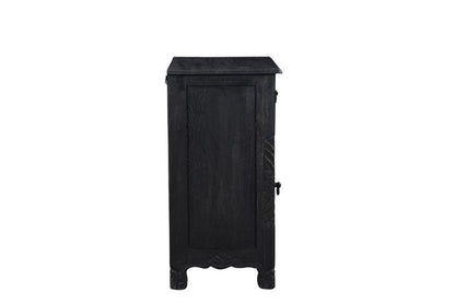 30" Black Solid Wood Distressed One Drawer Nightstand