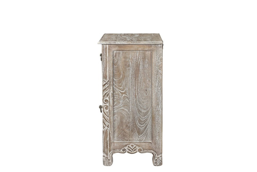 30" Gray Solid Wood Distressed One Drawer Nightstand