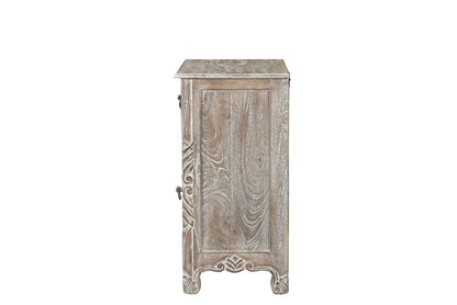 30" Gray Solid Wood Distressed One Drawer Nightstand