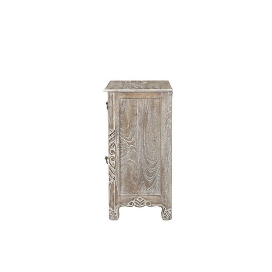 30" Gray Solid Wood Distressed One Drawer Nightstand