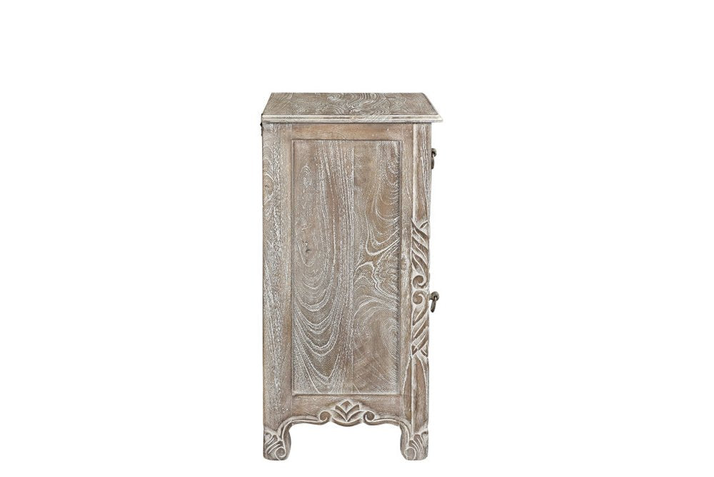 30" Gray Solid Wood Distressed One Drawer Nightstand