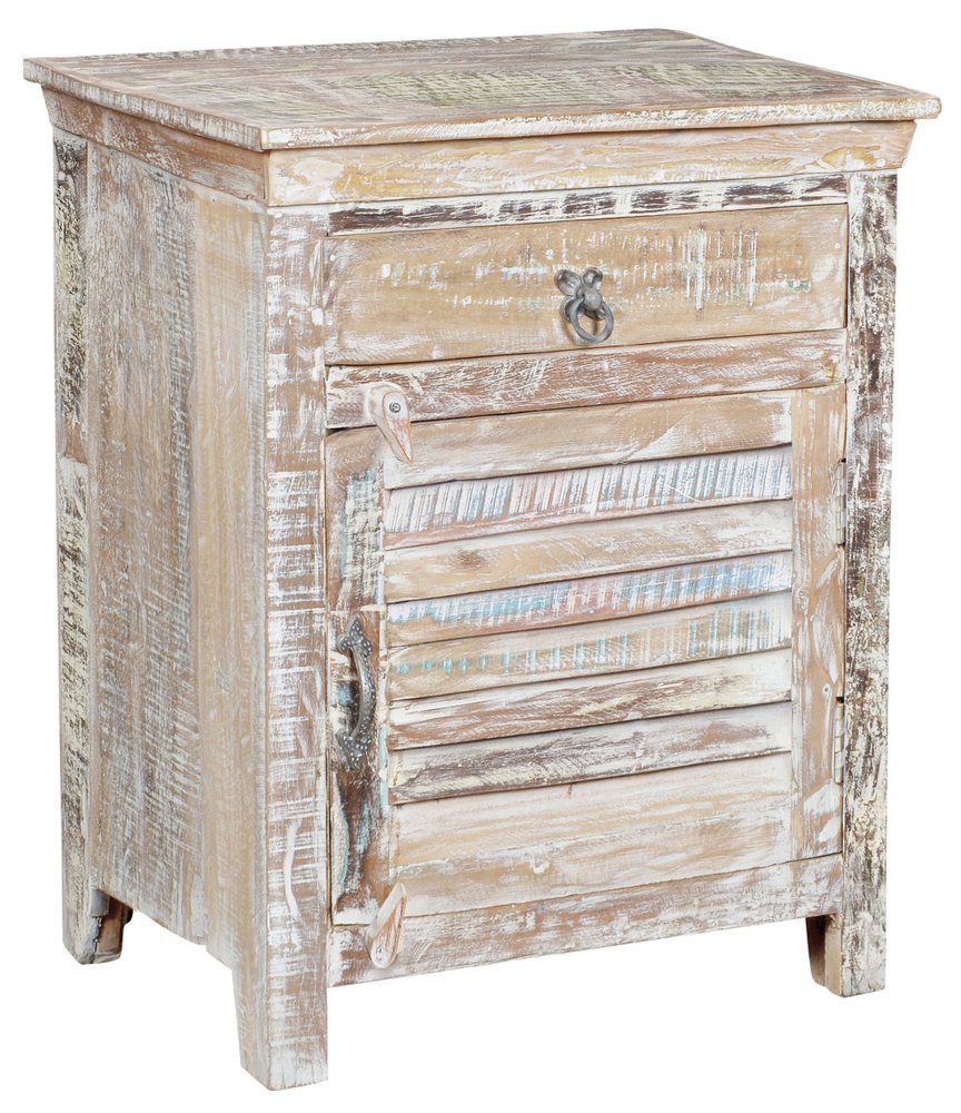 30" White Solid Wood Distressed One Drawer Nightstand