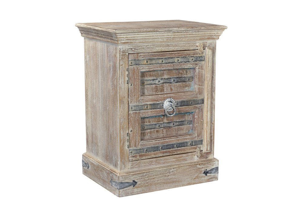 36" White Solid Wood Distressed Nightstand
