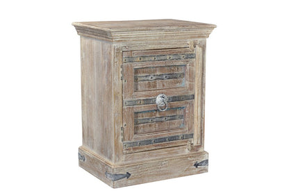 36" White Solid Wood Distressed Nightstand