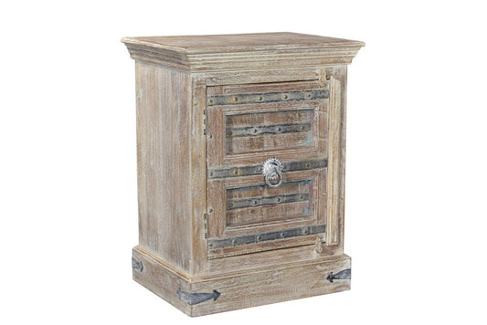 36" White Solid Wood Distressed Nightstand