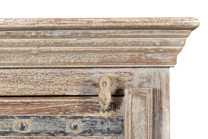 36" White Solid Wood Distressed Nightstand