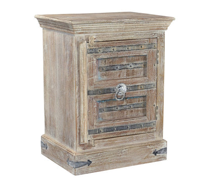36" White Solid Wood Distressed Nightstand