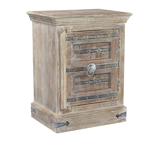 36" White Solid Wood Distressed Nightstand
