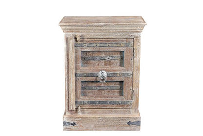 36" White Solid Wood Distressed Nightstand