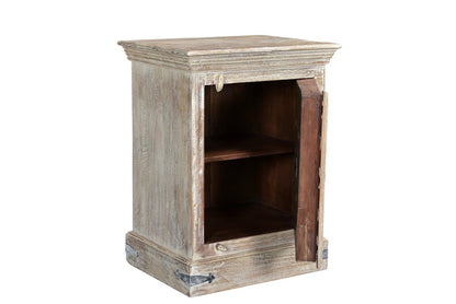 36" White Solid Wood Distressed Nightstand