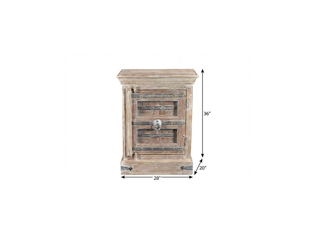 36" White Solid Wood Distressed Nightstand