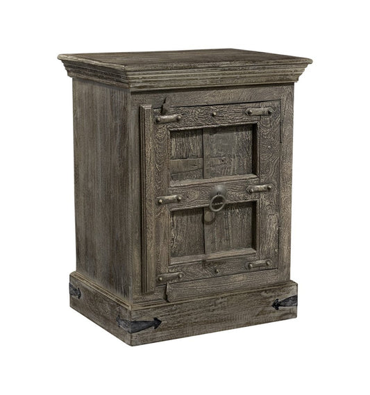 36" Brown Solid Wood Distressed Nightstand