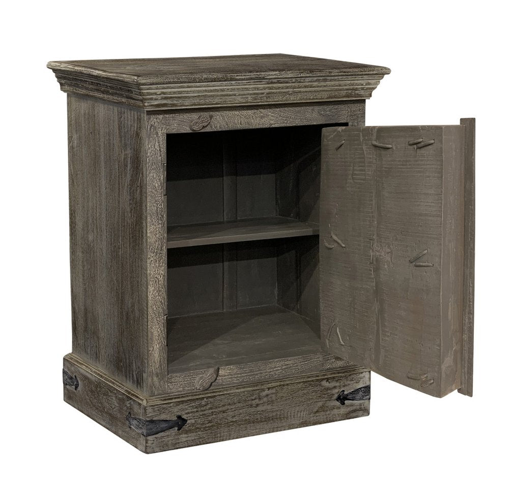 36" Brown Solid Wood Distressed Nightstand