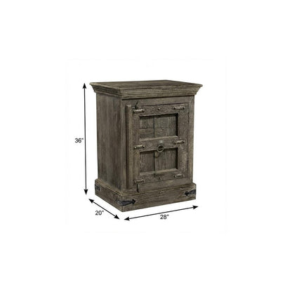 36" Brown Solid Wood Distressed Nightstand
