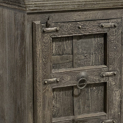 36" Brown Solid Wood Distressed Nightstand