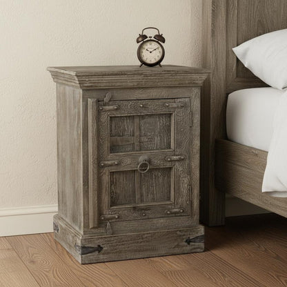 36" Brown Solid Wood Distressed Nightstand