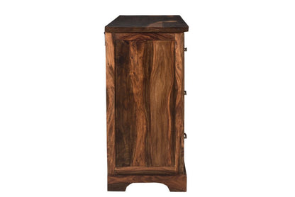 60" Dark Brown Solid Wood Six Drawer Dresser