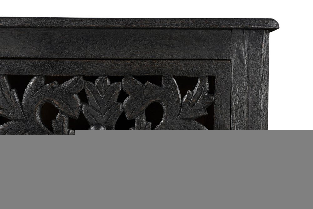 35" Black Solid Wood Six Drawer Chest