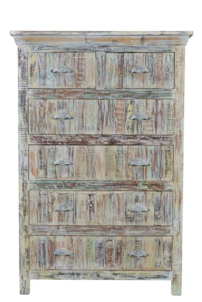 36" White Solid Wood Six Drawer Chest