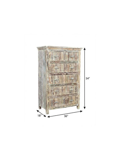 36" White Solid Wood Six Drawer Chest