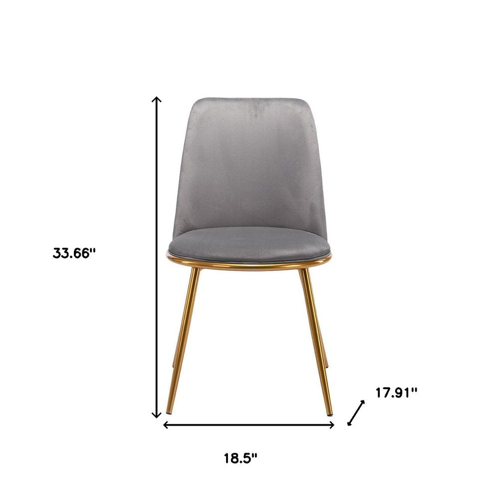 Gray And Gold Upholstered Velvet Dining Side Chair
