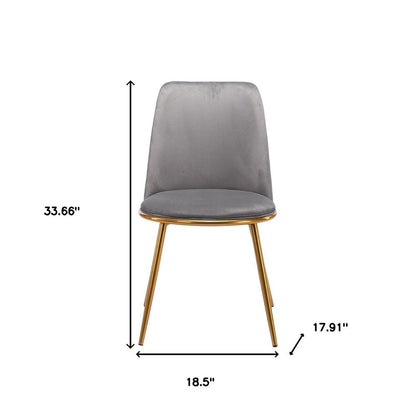 Gray And Gold Upholstered Velvet Dining Side Chair