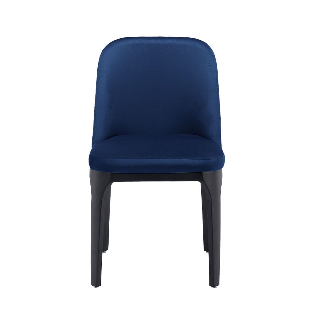 Blue and Black Upholstered Velvet Dining Side Chair