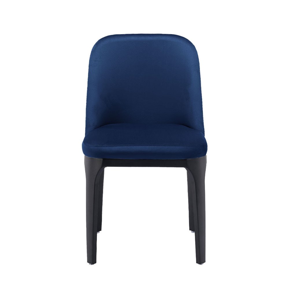 Blue and Black Upholstered Velvet Dining Side Chair